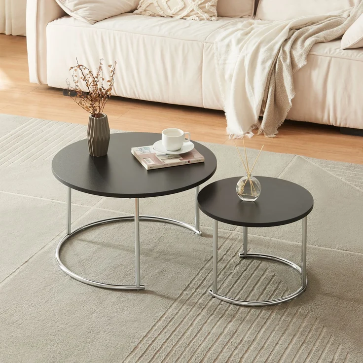 Couchtisch Christchurch 2er Set Schwarz/Chromfarben [en. casa] – Bild 2