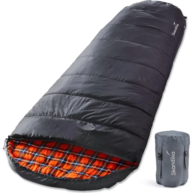 Skandika Mumienschlafsack, breit, groß, Camping, koppelbar, 3-Saison, bis -12°C, Packsack Outdoor