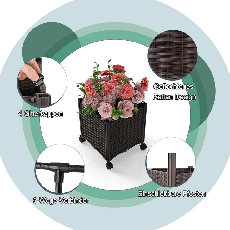 Gartenbogen Spalier mit 2 Pflanzkästen Outdoor Pergola Rankbogen Metall Deko Bogen – Bild 5
