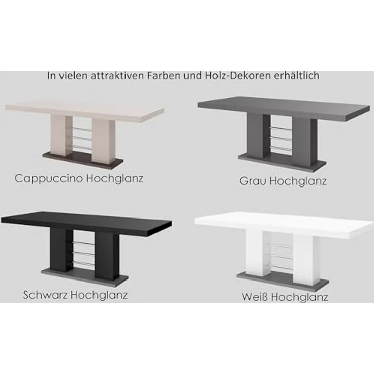 designimpex Esstisch Design HE-111 Schwarz - Grau Hochglanz ausziehbar 160 bis 260 cm – Bild 7