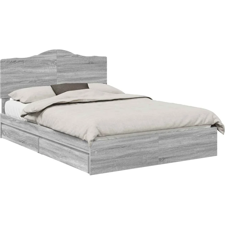 vidaXL Aufbewahrungsbett Graues Sonoma 140 x 200 cm Holzwerkstoff 3413504 – Bild 1