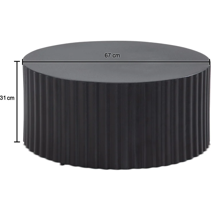 Couchtisch Sofatisch Metall Schwarz 67x67x31 cm Wohnzimmertisch Rund – Bild 4
