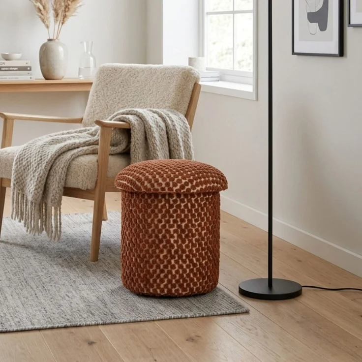 Skye Decor 'Alpaka - Orange' Pouf, Orange, 33 x 43 x 33 cm – Bild 1