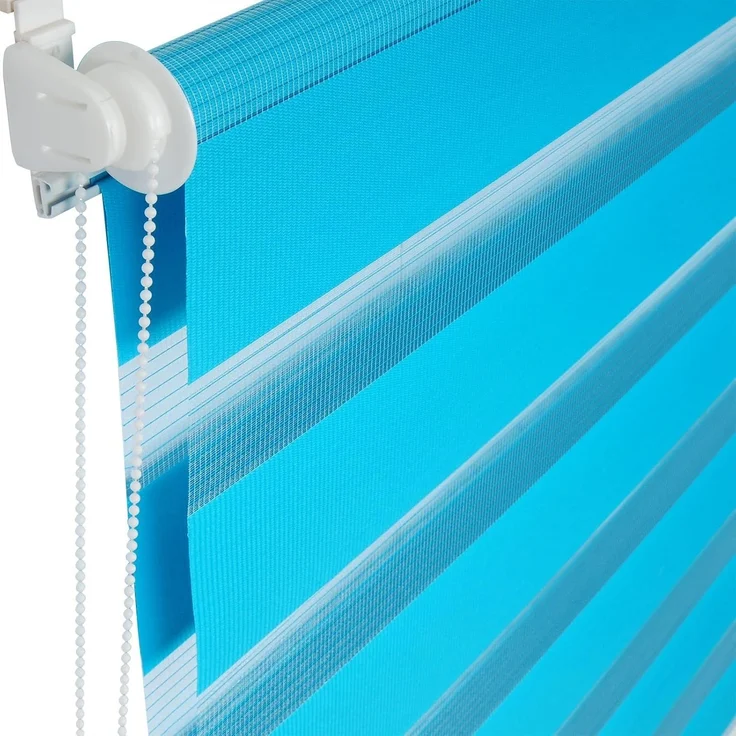 WOLTU Doppelrollo Klemmfix ohne Bohren Türkis B90 x H150 cm, Duo Rollo Zebrarollo Fensterrollo Klemmrollo Seitenzugrollo Easyfix lichtdurchlässig & verdunkelnd Rollos für Fenster und Tür – Bild 4