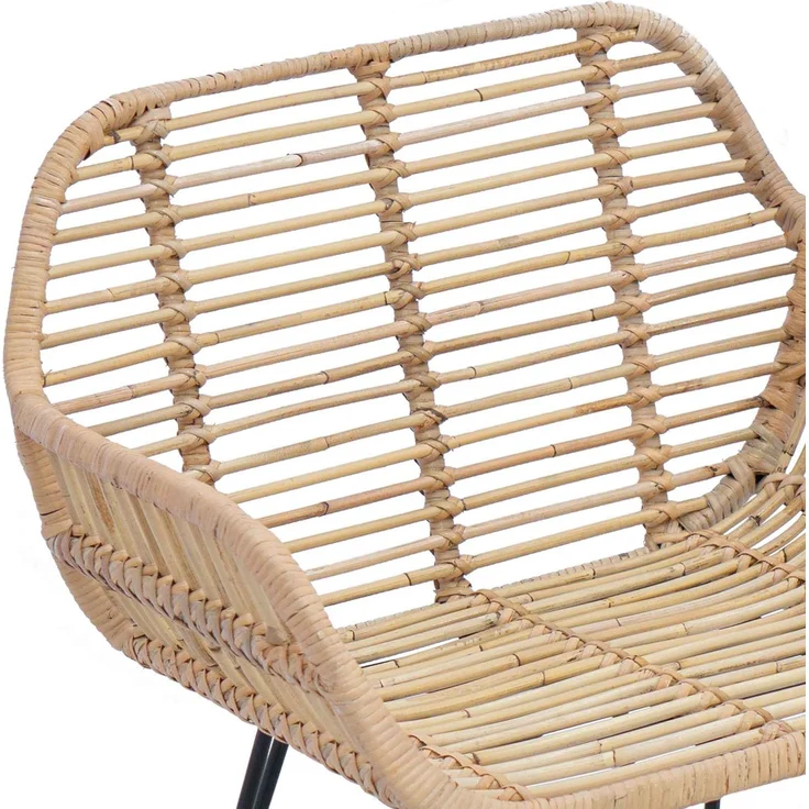 vidaXL Esszimmerstuhl 2 pcs Natur 55 x 50 x 74 cm Rattan und Eisen 42011556 – Bild 7