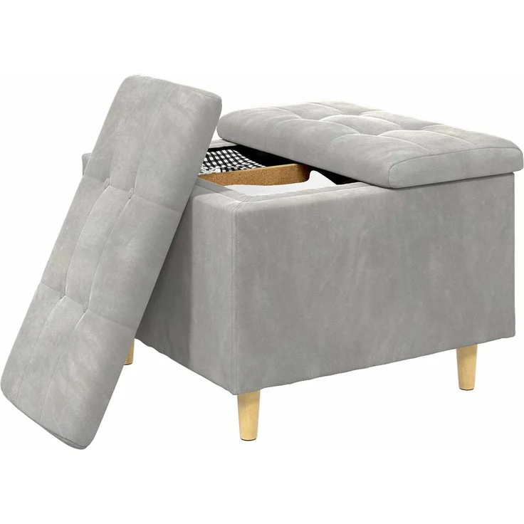 vidaXL Ottoman mit Stauraum Hellgrau 60 x 60 x 45 cm Samt 876825 – Bild 3