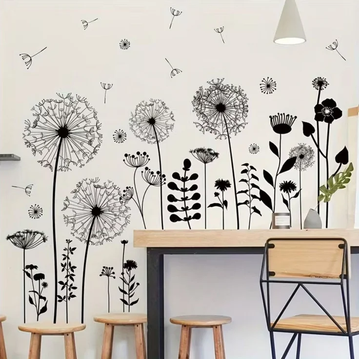 Montegoni Wandsticker Dandelion Wandtattoo – Selbstklebende Löwenzahnblumen für Wände (Einzelset, 1 Wandtattoo-Bogen), Selbstklebend, rückstandslos abziehbar, einfach anzubringen, modern – Bild 3