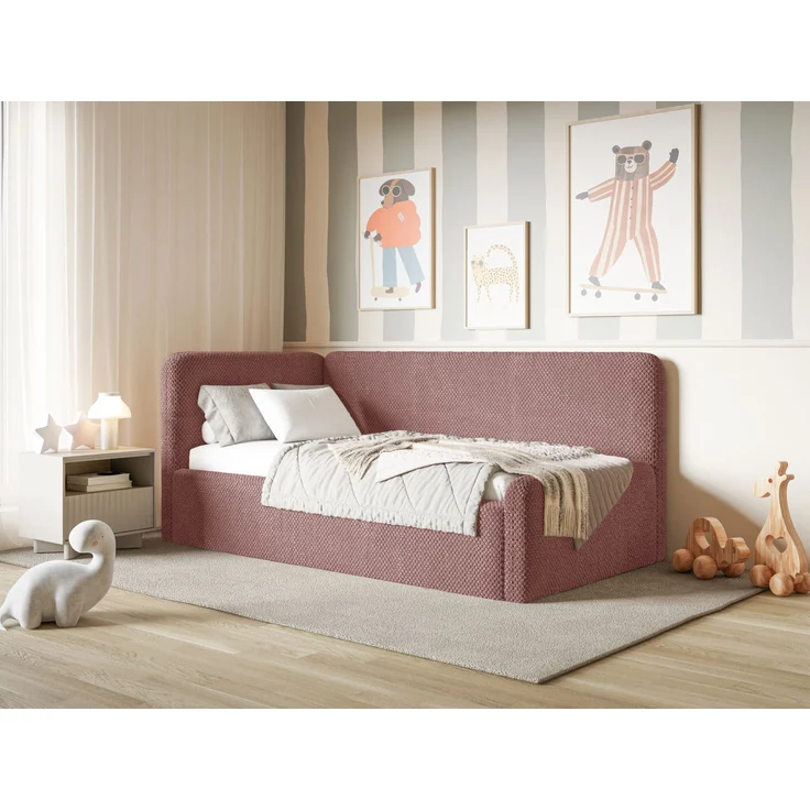 Selsey Fanko –Jugendbett 90x200 cm mit Kopfteil links, Plüsch, Rosa – Bild 3