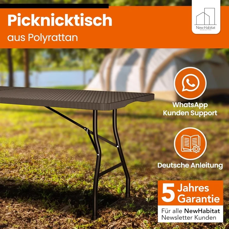 NewHabitat Gartentisch Buffettisch klappbar I Gartentisch klappbar Polyrattan, Klappbar – Bild 7