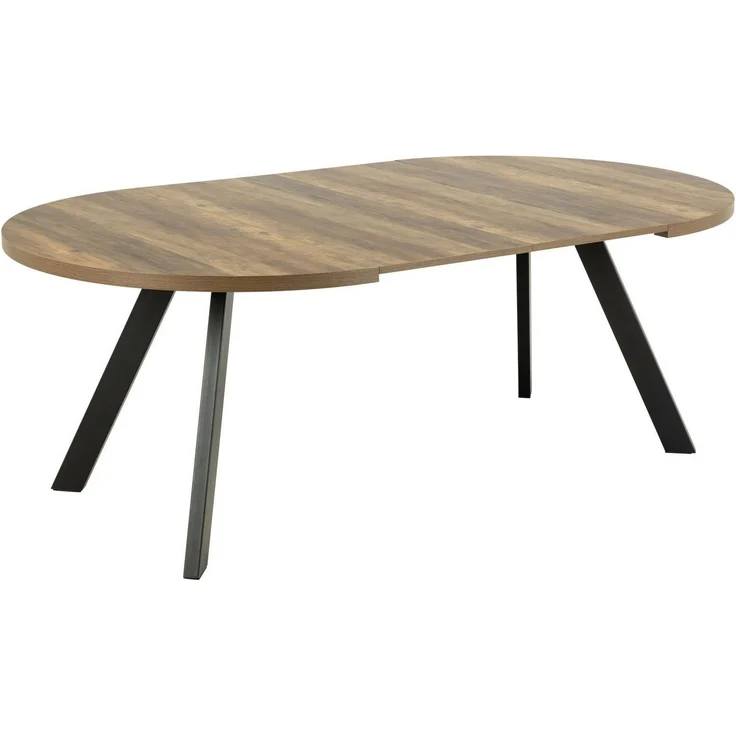 ACTONA GROUP Esstisch Zalida Esszimmertisch, rund, Eichenoptik, schwarze Stahlbeine, Verlängerungsplatten T: 120/210 cm – Bild 2