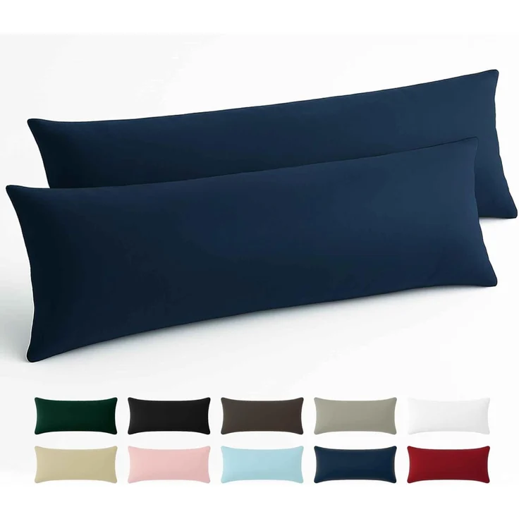 Kissenbezug 40x145 Baumwolle Renforcé (2er-Set) - Dunkelblau - Dicht gewebt mit 57 Fäden/cm² - Kissenbezug 40x145 cm - Oeko Tex Zertifiziert - Dreamzie – Bild 1