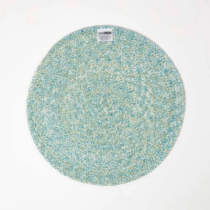 Homescapes Platzset Tischset grün im 4er-Set, 40 cm – 4x Platzset rund geflochten – Bild 3