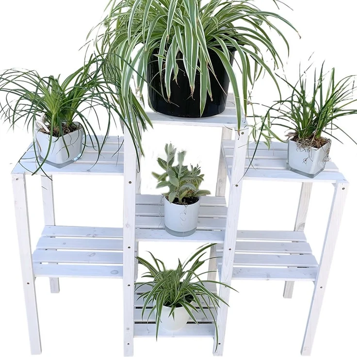 Blumentreppe Blumenregal Blumenpodest Pflanzregal Blumenhocker Standregal weiß – Bild 6