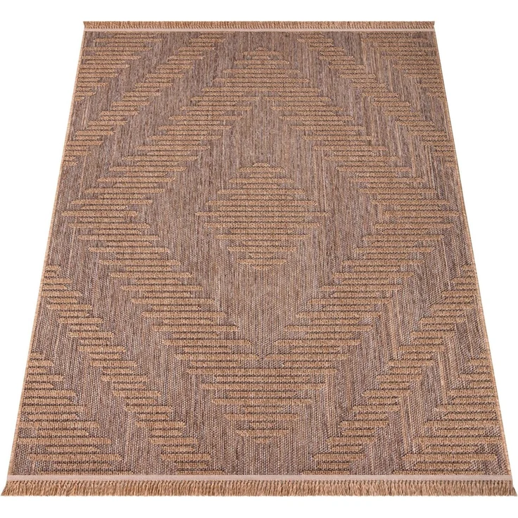 Paco Home Teppich Cologne 494, rechteckig, Höhe: 11 mm, Flachgewebe, meliert, Rauten Motiv, mit Fransen, Outdoor geeignet – Bild 2