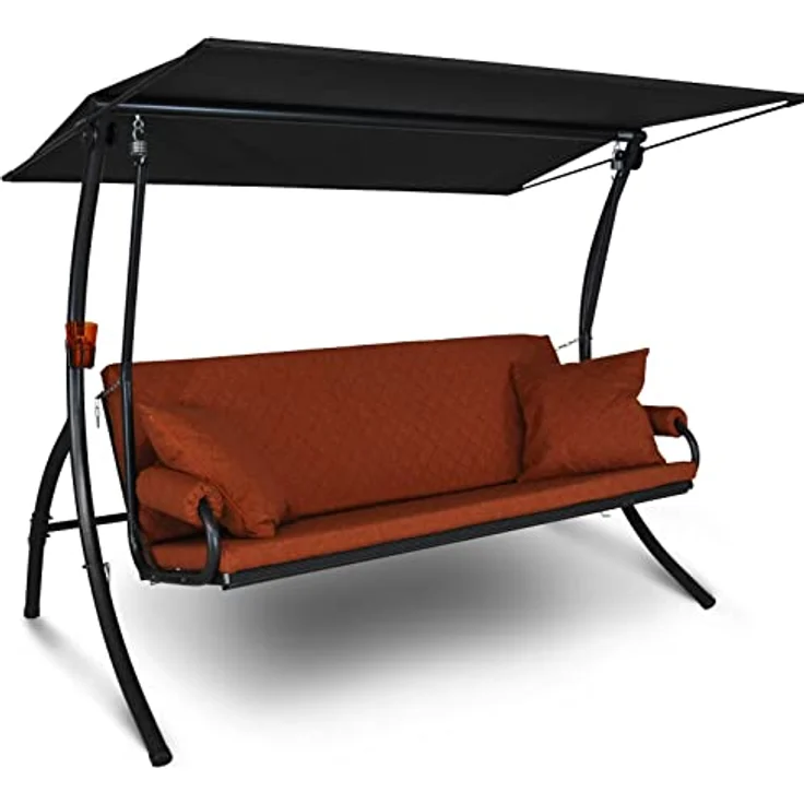 Angerer Freizeitmöbel Hollywoodschaukel 'Elegance Joy', terracotta, 3-Sitzer mit Bettfunktion, wetterfestem Sonnendach, abziehbaren und waschbaren Bezügen, Made in Germany, 210 x 145 x 160 cm – Bild 1
