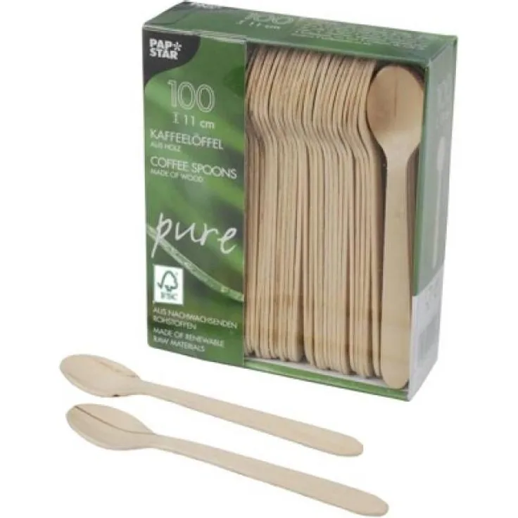1000 Biologisch abbaubare und nachhaltige Kaffeelöffel, Holz pure.