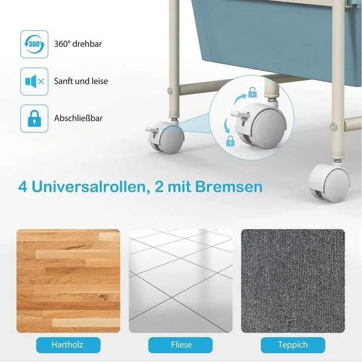 COSTWAY Rollcontainer, Metallgestell, 15 stapelbare Schubladen, mit Bremsen – Bild 3