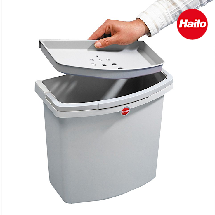 Hailo Multifunktionseimer 1068099 hellgrau mit Deckel 318 x 179 x 315 mm – Bild 2