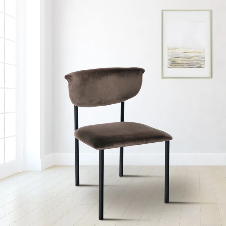 CLP Esszimmerstuhl Gambell mit Rückenlehne gepolsterter Samtbezug,braun – Bild 3