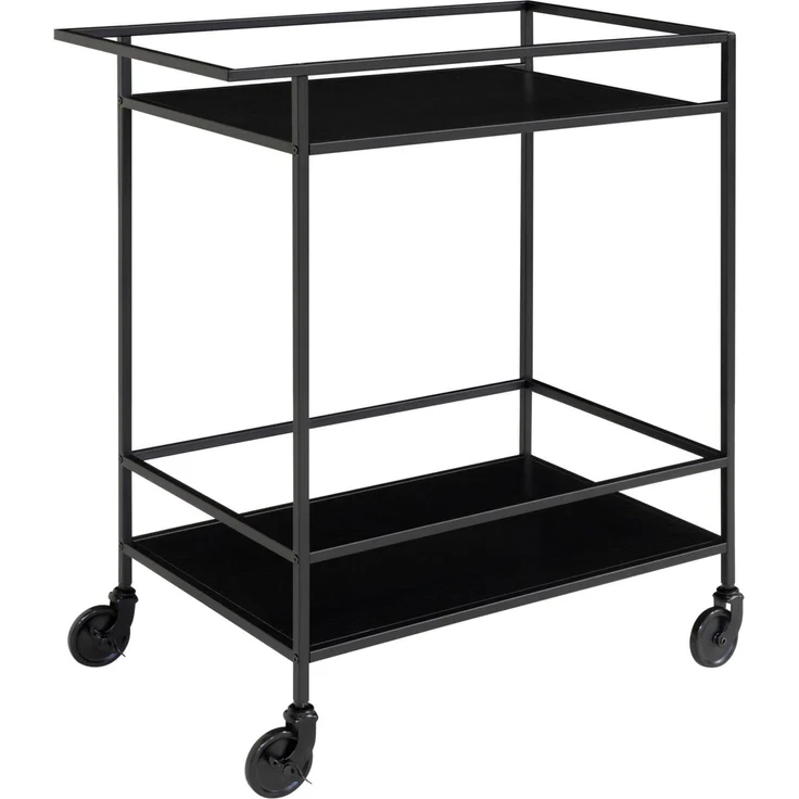 House Nordic Barwagen mit 2 Einlegeböden, schwarz, schwarzes Gestell, 68x40x79 cm – Bild 2