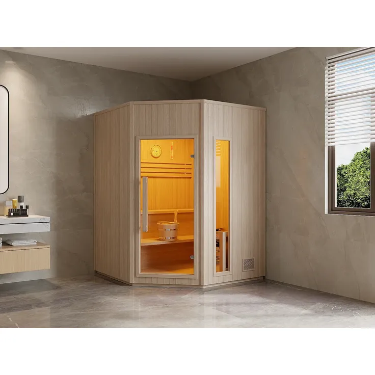 Vente-unique - KOTKA Sauna Holz, Platte Beige - B 150 cm x H 200 cm x L 150 cm