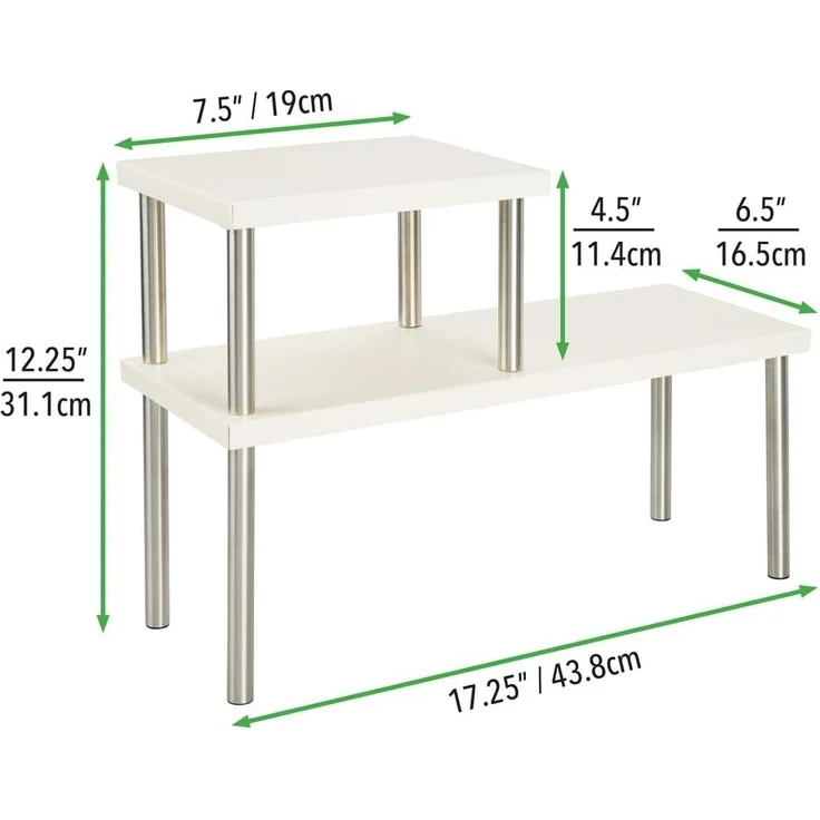 mDesign Küchenregal Geschirrablage Organizer 2 Etagen Metall Beige / Silber Matt – Bild 4