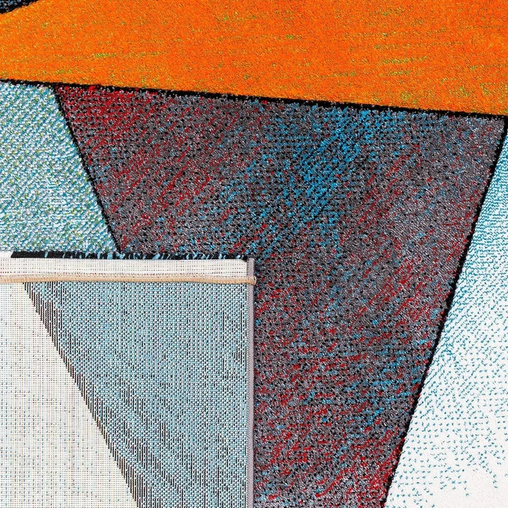 Paco Home Teppich Wohnzimmer Kinderzimmer Kurzflor Moderne 3D Optik Kariert Geometrische Muster, Grösse:120x170 cm, Farbe:Bunt 5 – Bild 5