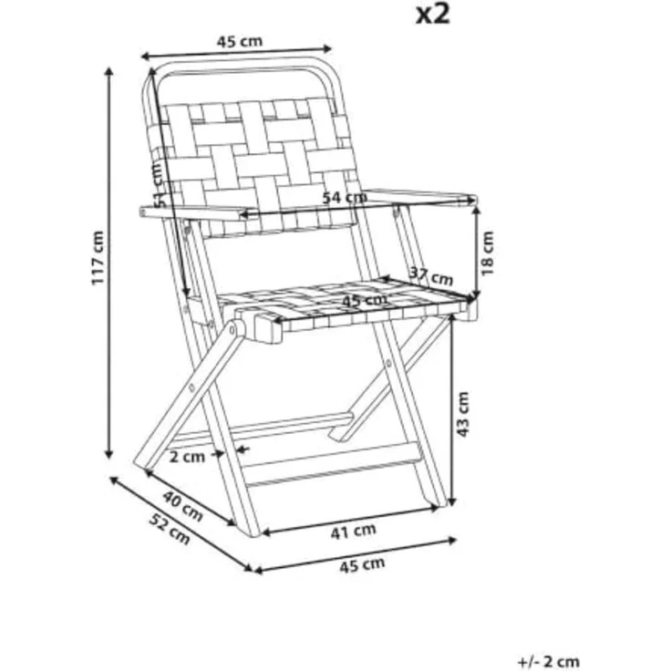 Gartenstuhl 2er Set MILZANO Akazienholz Braun – Bild 3