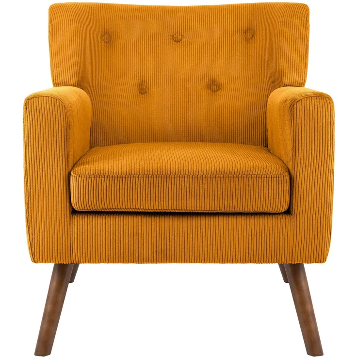 CLP Sessel Kioni mit Cordbezug und Gestell aus Kautschukholz bis 150 kg belastbar,orange – Bild 4