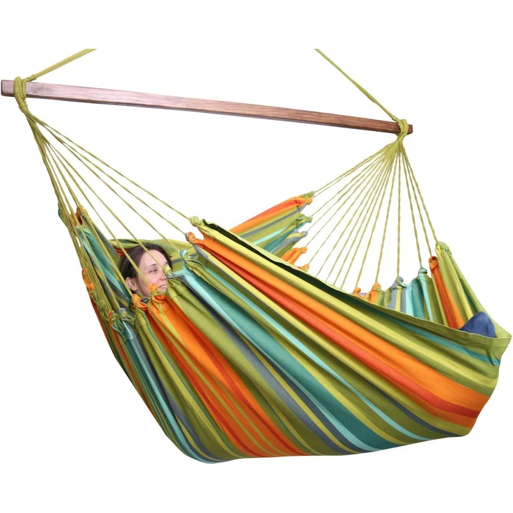 MacaMex Hängestuhl Cayo GIGANTE Verde, XXL, Südamerika ,Baumwolle, Grün/Multicolor – Bild 4