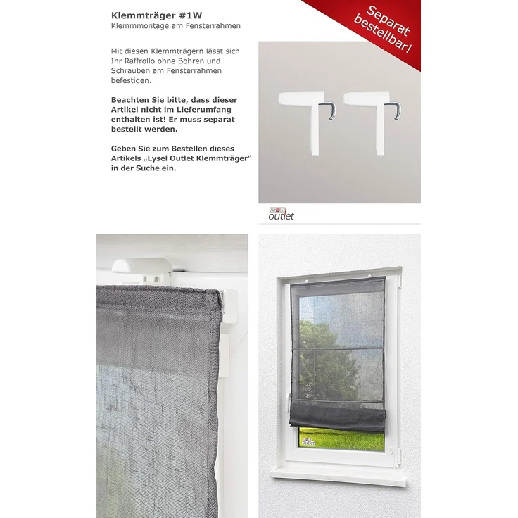 Lysel Outlet Raffrollo grau, transparent mit Schnurzug (B x H) 140cm * 170cm – Bild 9