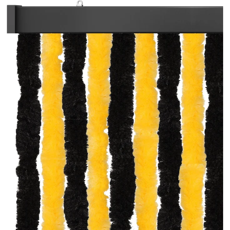 Flauschvorhang 80x200 cm in Unistreifen schwarz - gelb, perfekter Insekten- und Sichtschutz für Ihre Balkon- und Terrassentür, viele Farben – Bild 1