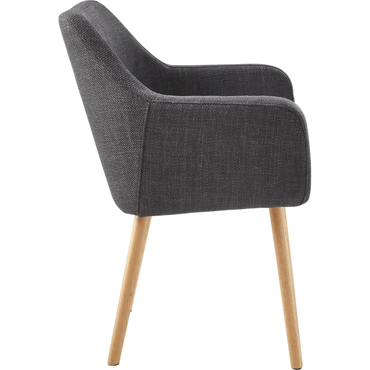 SalesFever Armlehnstuhl aus Strukturstoff – Massivholz-Eichenbeine, skandinavisches Design – Bild 3