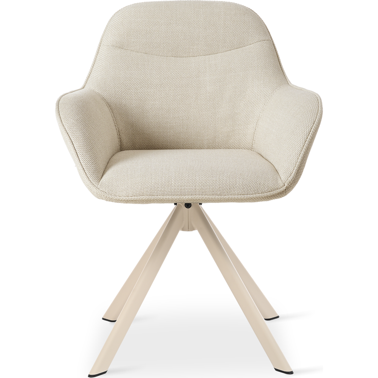 GOEURVANT 1370 Esszimmerstühle 4er-Set mit Armlehnen, 360° Drehbar, Webstoff - Beige – Bild 4