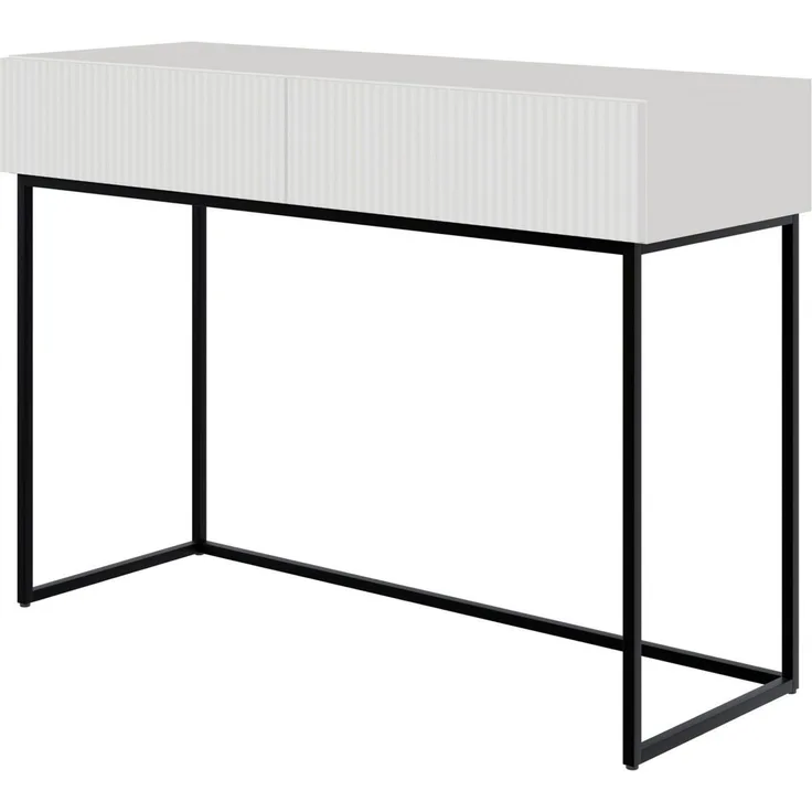 Selsey Schminktisch VELDIO, 2 Schubladen mit geriffelten Fronten, Metallgestell, 110 cm breit