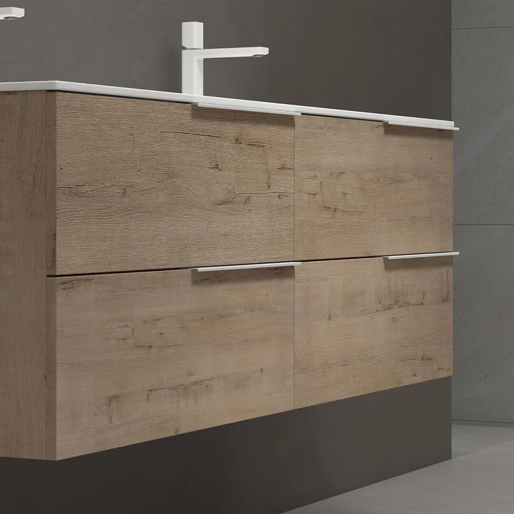 doporro Badmöbel-Set Waschbeckenunterschrank aus Mineralguss Soft-Close Vanessa – Bild 5