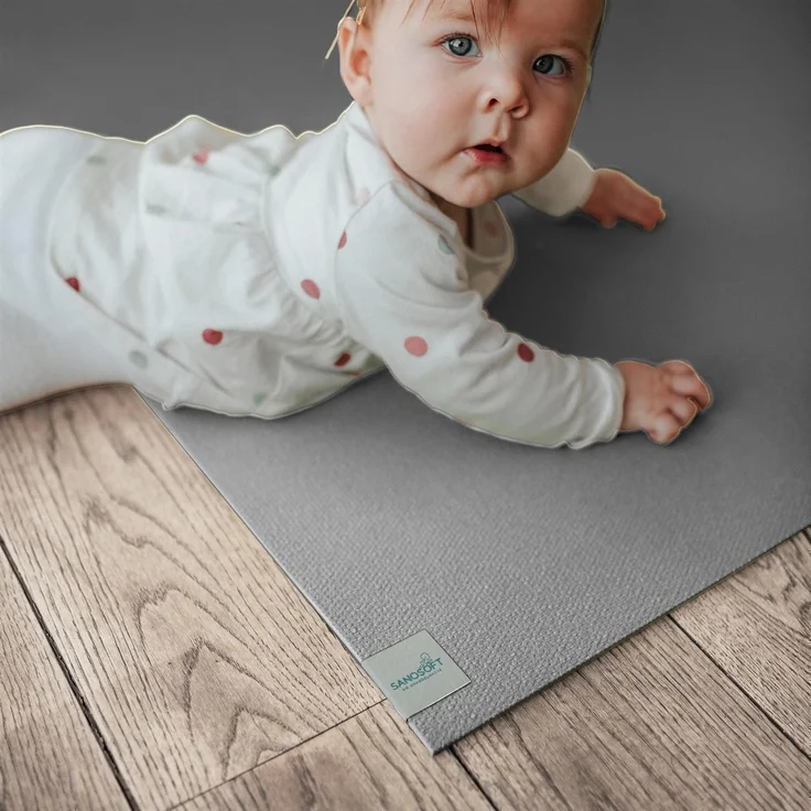 Krabbelmatte Sanosoft 60x100cm Hellgrau | Öko-Tex und in Deutschland produziert - beidseitig rutschfeste Krabbelunterlage – Bild 1