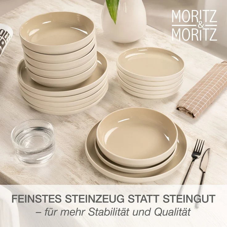 Moritz & Moritz Geschirr-Set CAVO Geschirrset - Sand (36-tlg), 12 Personen, Steinzeug, für 12 Personen aus Steinzeug – Bild 3