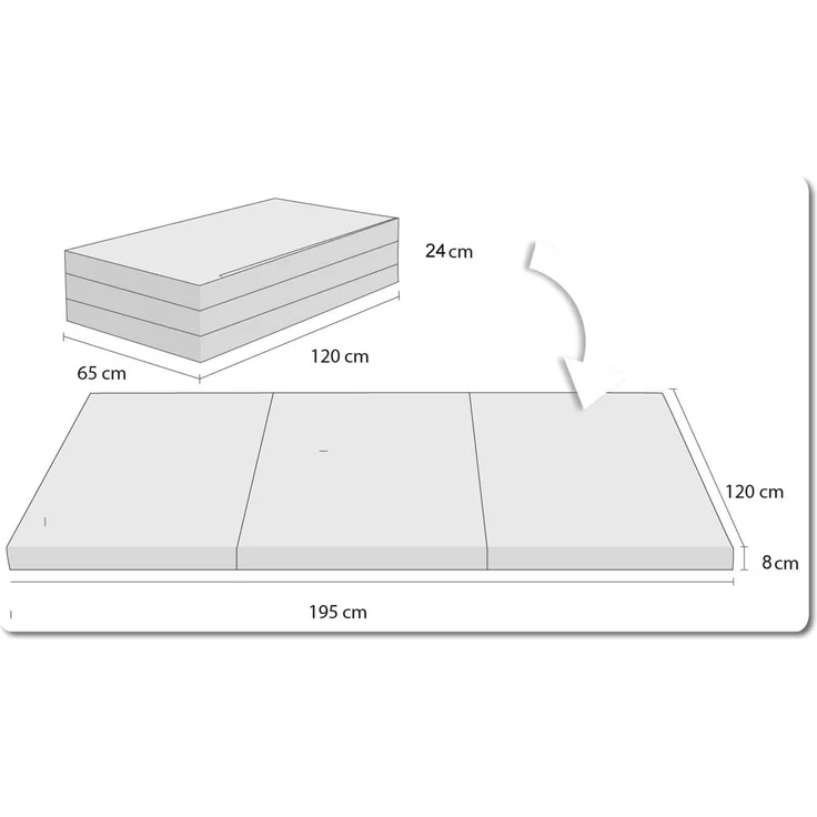 Klappmatratze Gästematratze 10. Grau XXL - 195 x 120 x 7 cm W396_10 FORTISLINE – Bild 2