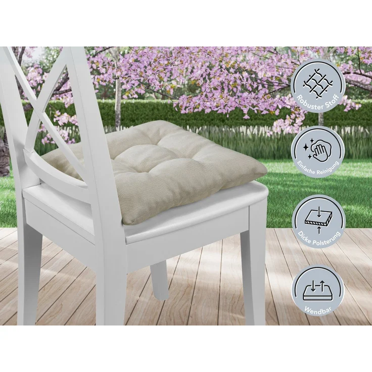 XDREAM Stuhlkissen Sitzkissen Set (2er & 4er) für Stühle und Bänke, robuste Polsterauflage für indoor und outdoor, 38x38x6 cm – Bild 2