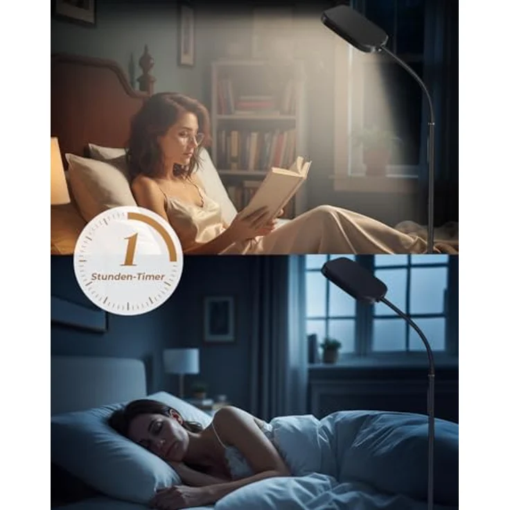 YICAIZI LED Stehlampe dimmbar 18W, 1850lm – Stehleuchte Wohnzimmer mit Fernbedienung, 3000–6500K, stufenlos dimmbar, Leselampe Bett mit Nachtlicht, moderne Stehlampe mit Prismadiffusor – Bild 8