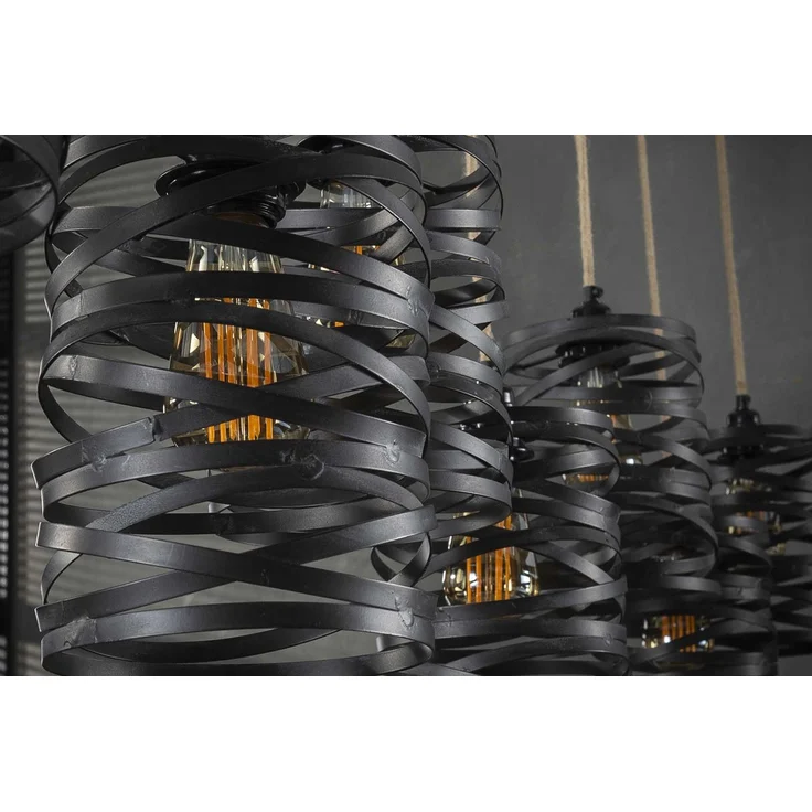 KAWOLA Hängeleuchte ALMAS Hängelampe 7-flammig Metall schwarz 150 x 15 x 157 cm – Bild 7