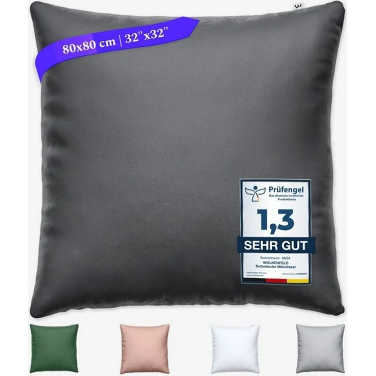 Wolkenfeld Kissenbezug Mikrofaser Kissenbezug - Allergiker Kopfkissenbezug - unfassbar weich, Größe 80x80, 40x80 und 70x90 cm I versteckter Reißverschluss – Bild 4