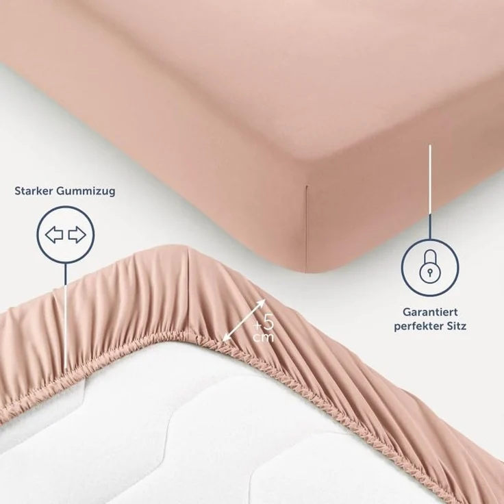 Blumtal® Spannbettlaken 140x190 cm - Bettlaken 140x190 aus Microfaser - Oekotex zertifiziertes Spannbetttuch 140x190 - Spannbettlaken 140x190 / Spannleintuch 140x190 - Bettlaken - Fitted Sheets - Rosa – Bild 3