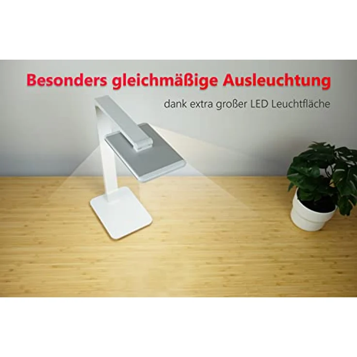 FeinTech LTL00100 LED Schreibtischlampe, dimmbar mit warmweiß bis kaltweiß Lichtfarbe, 550 lm, Touch-Funktion, USB Anschluss, weiß, 37 x 15 x 43.5 cm – Bild 4