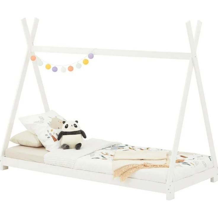 IDIMEX Kinderbett ELIN, Tipibett Hausbett Spielbett Zeltbett Zelt Tipi Bett mit Dach aus Kiefe – Bild 1