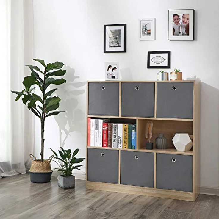 Songmics Aufbewahrungsboxen, 6er Set, Stoffboxen, Faltboxen aus Vliesstoff, Würfel, Aufbewahrungskörbe, für Spielzeug und Kleidung, grau RFB02G-3 – Bild 3