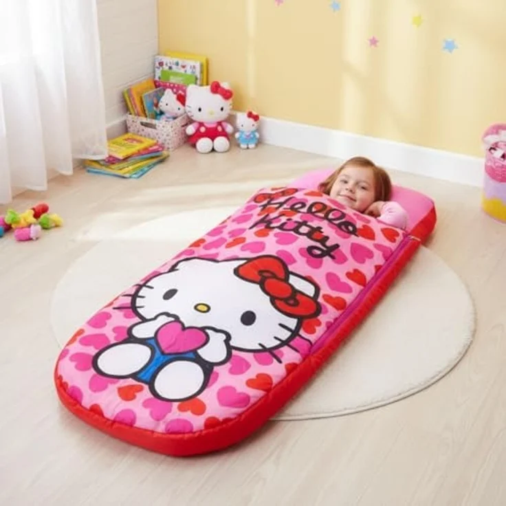 Character World Hello Kitty ReadyBed Kinder Aufblasbares Luftbett und Schlafsack mit Pumpe | Mädchen Reisematratze für Übernachtungen und Camping oder Zuhause – Bild 5