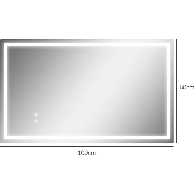 MELAYR, LED-Badezimmerspiegel, einstellbare Helligkeit, Antibeschlag-Funktion, wasserfest, 100 x 60 x 3 cm, Silber – Bild 5