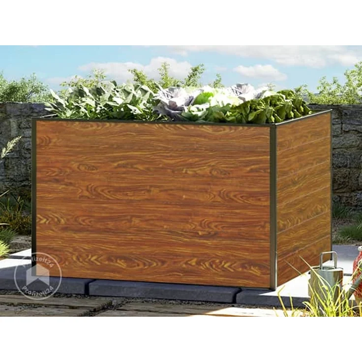 GFP Hochbeet Kräuter-Gemüse-Beet Aluminium CHRISTINA - 119x99x77cm - Holzoptik – Bild 1